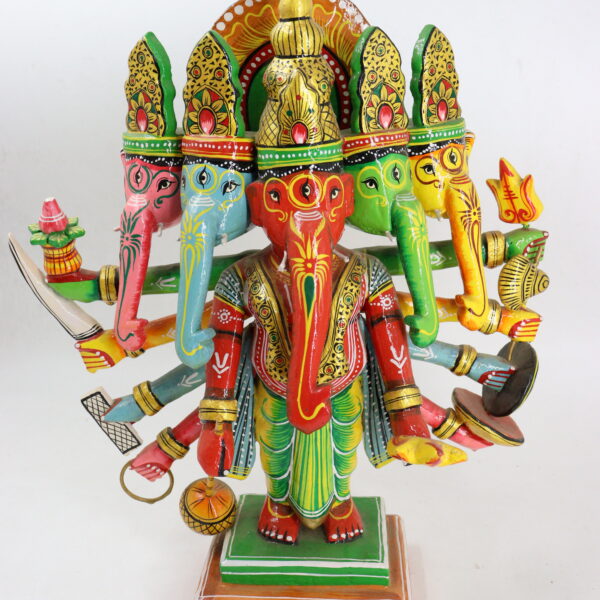 WOODEN PANCHMUKHI GANESHA 6 INCH