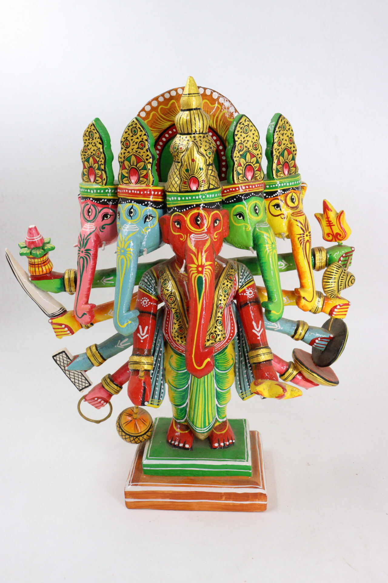 WOODEN PANCHMUKHI GANESHA 6 INCH