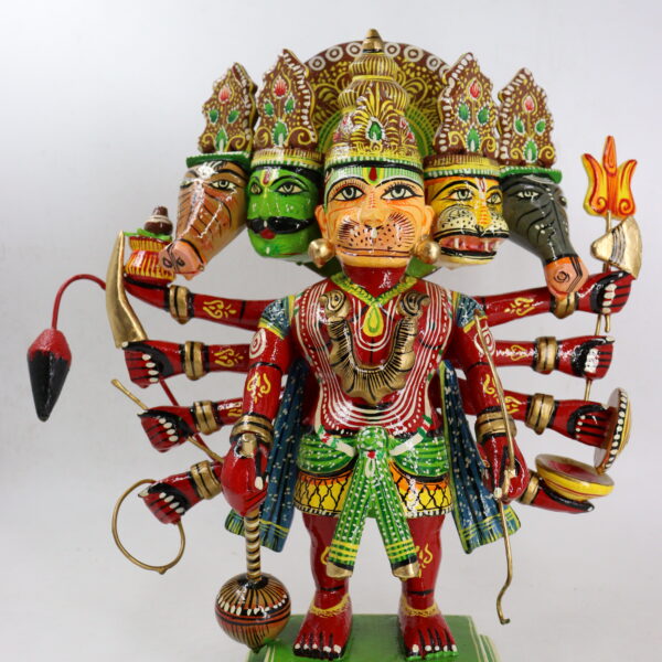 Wooden Panchmukhi Hanuman Hand Painted