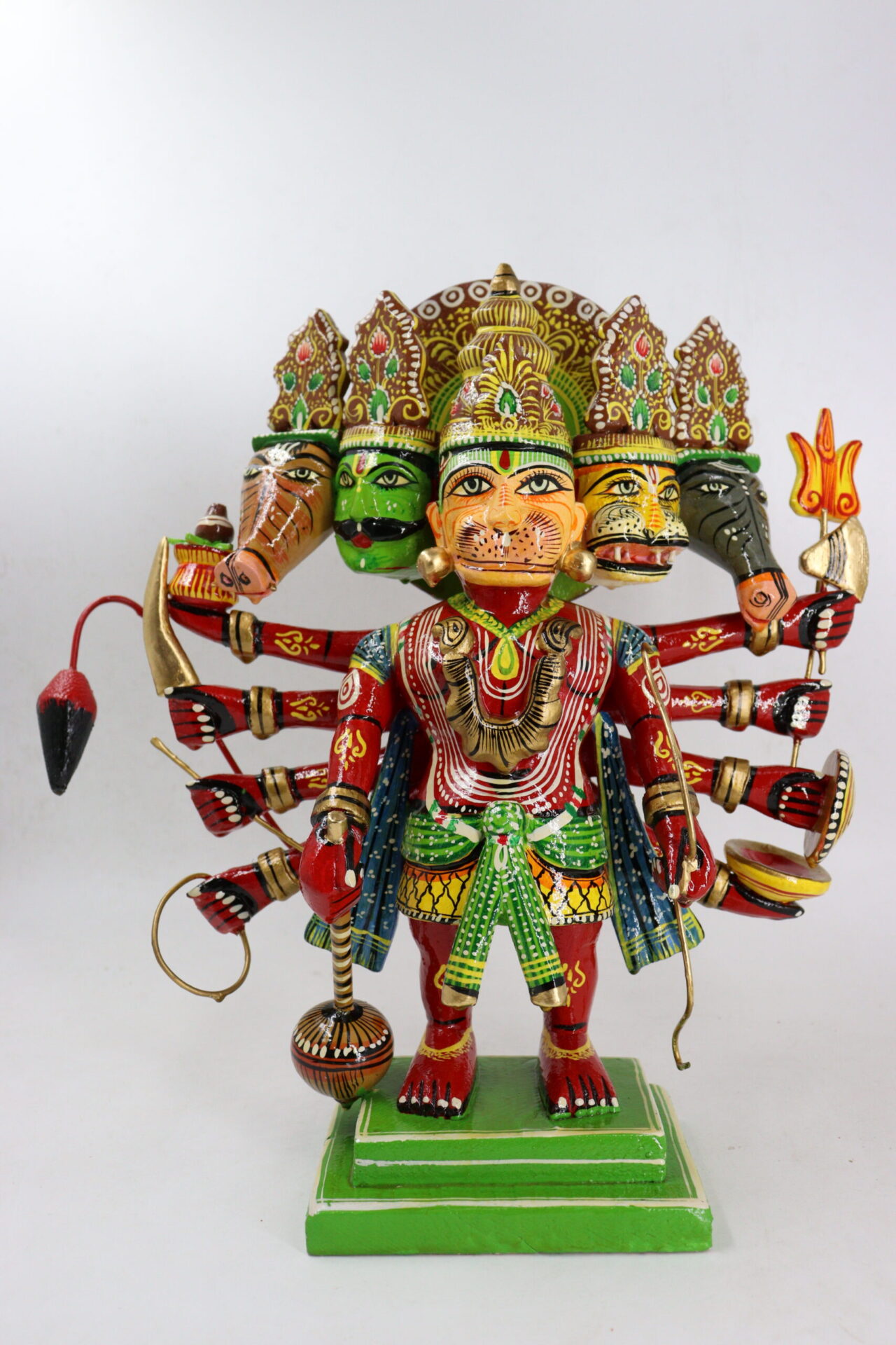 Wooden Panchmukhi Hanuman Hand Painted