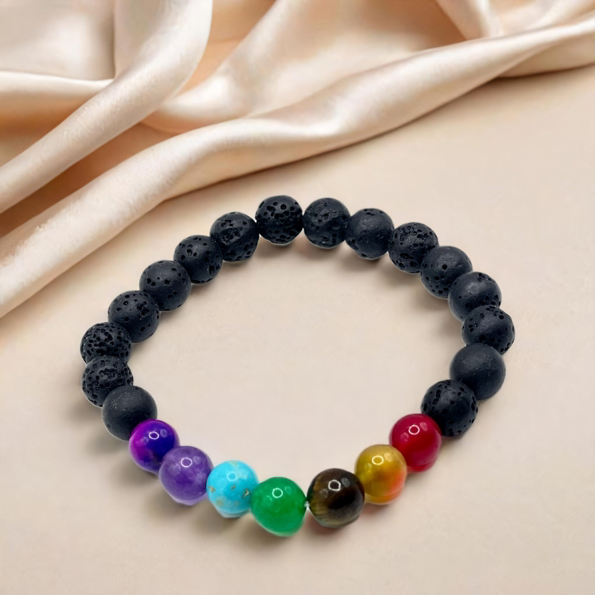 7 Chakra With Lava Bracelet